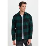 TUDORS Regular Fit Kareli Cepli Oduncu Gömlek Siyah-Yeşil, M, KL250017, Siyah-Yeşil, Erkek