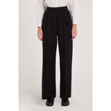 TUDORS Regular Fit Klasik Kesim Cırt Kapamalı Geniş Paça Pantolon, 42, PN250049, Siyah, Kadın