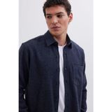 TUDORS Regular Fit Klasik Kesim Düz Cepli Koyu İndigo Oduncu Gömlek, M, KL250019, İndigo, Erkek