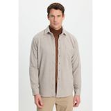 TUDORS Regular Fit Klasik Kesim Düz Cepli Oduncu Gömlek, M, KL250019, Vizon, Erkek
