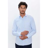 TUDORS Regular Fit Klasik Kesim Pamuklu Armürlü Desenli Gömlek, XL, KL220011-811, Mavi, Erkek