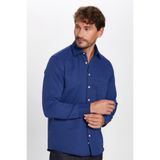 TUDORS Regular Fit Klasik Kesim Pamuklu Tek Cepli Armürlü Saks Mavi Gömlek, L, KL220028-412, Saks Mavi, Erkek