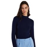 TUDORS Regular Fit Klasik Kesim Viskon Kumaş Balıkçı Yaka Bluz, L, BDY25022, Lacivert, Kadın