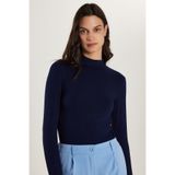 TUDORS Regular Fit Klasik Kesim Viskon Kumaş Balıkçı Yaka Bluz, XL, BDY25022, Lacivert, Kadın