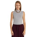 TUDORS Regular Fit Klasik Kesim Viskon Kumaş Balıkçı Yaka Sıfır Kol Bluz, XL, BYGM2542, Açık Gri, Kadın