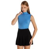 TUDORS Regular Fit Klasik Kesim Viskon Kumaş Balıkçı Yaka Sıfır Kol Mavi Bluz, XL, BYGM2542, Açık Mavi, Kadın