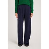 TUDORS Regular Fit Klasik Kesim Yüksek Bel Geniş Paça Pantolon, 36, PN250050, Lacivert, Kadın