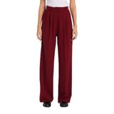 TUDORS Regular Fit Klasik Kesim Yüksek Bel Geniş Paça Pantolon, 42, PN250050, Bordo, Kadın