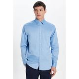 TUDORS Regular Fit Klasik Kesim%100 Pamuk Saten Tek Cepli Gömlek, L, KL220010-VB, Mavi, Erkek