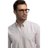 TUDORS Regular Fit Oxford Doku Klasik Kesim Düğmeli Cepli Nakışlı Gömlek, L, KL230016-720-1, Taş, Erkek