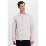 TUDORS Regular Fit Peluş Ceket, M, RG250019, Ekru, Erkek
