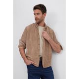 TUDORS Regular Fit Rahat Kesim Fitilli Kadife Görünüm Düğmeli Yaka Açık Kahve Gömlek, M, RG250016, Açık Kahve, Erkek