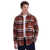 TUDORS Regular Fit Rahat Kesim Kışlık Kareli Oduncu Gömlek, L, KL250021-3047, Kahverengi, Erkek