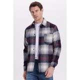 TUDORS Regular Fit Rahat Kesim Kışlık Kareli Oduncu Gömlek, M, KL250021-3047, Gri1, Erkek