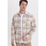 TUDORS Regular Fit Rahat Kesim Kışlık Kareli Oduncu Gömlek, M, KL250021-3071, Ekru, Erkek