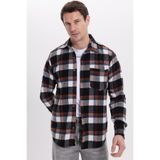 TUDORS Regular Fit Rahat Kesim Kışlık Kareli Oduncu Gömlek, M, KL250021-3071, Siyah-Beyaz, Erkek