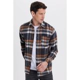 TUDORS Regular Fit Rahat Kesim Kışlık Kareli Oduncu Gömlek, M, KL250021, Siyah, Erkek