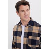 TUDORS Regular Fit Rahat Kesim Kışlık Kareli Oduncu Gömlek, M, KL250021, Vizon, Erkek