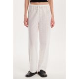 Tudors Regular Fit Rahat Kesim%100 Pamuk Ajurlu Pantolon, 38, PN250021, Ekru, Kadın