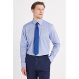 Tudors Regular Fit Saks Mavi Non-Iron %100 Pamuk Doğa Dostu Ekoteks Belgeli Ütü Gerektirmez Gömlek
