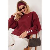 TUDORS Regular Fit Sweatshirt Bisiklet Yaka Baskılı, M, SW250012, Bordo, kadın