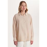 Tudors Regular Fit Uzun Kollu Gömlek, M, BYGM2537, Taş, Kadın