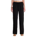 TUDORS Relax Fit Beli Lastikli Bağlamalı Palazzo Geniş Paça Pantolon, S, KDN25016, Siyah, Kadın