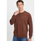 TUDORS Relax Fit Bisiklet Yaka Sweatshirt, M, SW250013, Kahverengi, erkek