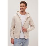 TUDORS Relax Fit Fermuarlı Ceket, M, RF250068, Ekru, Erkek
