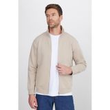 TUDORS Relax Fit Fermuarlı Cepli Sweatshirt, XL, SW250014, Taş, erkek