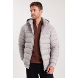 TUDORS Relax Fit Kapüşonlu Kürklü Mont, XL, Relax Fit Kapüşonlu Kürklü Mont, Gri, Erkek