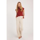 TUDORS Relax Fit Modal Kumaş Yüksek Bel Geniş Paça Pantolon, L, PN250052, Taş, Kadın