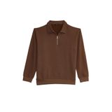 TUDORS Relax Fit Pamuklu 3 İplik Fermuarlı Polo Yaka Sweatshirt, L, SW250037, Koyu Vizon, erkek