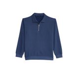TUDORS Relax Fit Pamuklu Fermuarlı Polo Yaka Sweatshirt, S, SW250037, Koyu Mavi, erkek