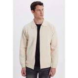 TUDORS Relax Fit Pamuklu İç Polarlı Fermuarlı Polo Yaka Sweatshirt, M, SW250015, Bej, erkek