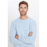 TUDORS Relax Fit Pamuklu İçi Polarlı Basic Bisiklet Yaka Sweatshirt, XXL, SW220005, Mavi, erkek