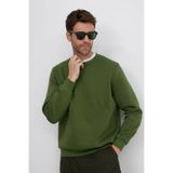 TUDORS Relax Fit Pamuklu İçi Polarlı Bisiklet Yaka Sweatshirt, M, SW220005, Yeşil, erkek