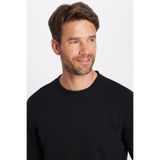 TUDORS Relax Fit Pamuklu İçi Polarlı Bisiklet Yaka Sweatshirt, S, SW220005-000, Siyah, erkek