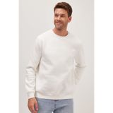TUDORS Relax Fit Pamuklu İçi Polarlı Bisiklet Yaka Sweatshirt, XL, SW220005, Beyaz, erkek