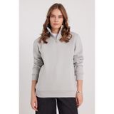 TUDORS Relax Fit Pamuklu İçi Polarlı Yarım Fermuarlı Dik Yaka Sweatshirt, L, SW240016-MNK, Taş, kadın