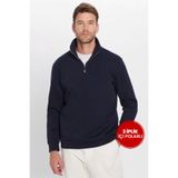 TUDORS Relax Fit Pamuklu İçi Polarlı Yarım Fermuarlı Dik Yaka Sweatshirt, XL, SW240002, Lacivert, erkek
