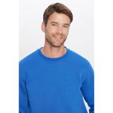 TUDORS Relax Fit Pamuklu Yumuşak Dokulu Polarlı Basic Bisiklet Yaka Sweatshirt, XXL, SW220005, Saks Mavi, erkek