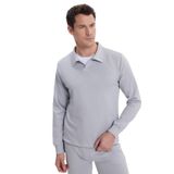 TUDORS Relax Fit Polo V Yaka Sweatshirt, XXL, SW250046, Gri, erkek
