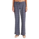 TUDORS Relax Fit Rahat Kesim Beli Lastikli Bağlamalı Desenli Pantolon, 36, KDN25169, Mavi-Ekru, Kadın