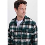 TUDORS Relax Fit Rahat Kesim Çift Cepli Kışlık Oduncu Kareli Gömlek, M, RF250067, Yeşil, Erkek