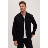 TUDORS Relax Fit Rahat Kesim Çıtçıtlı Tek Cep Apaş Yaka Denim Gömlek, M, RF240034-4545, Siyah, Erkek