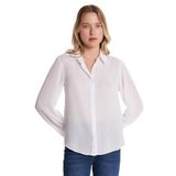 TUDORS Relax Fit Rahat Kesim Krep Kumaş İspanyol Manşet Gömlek, L, RF240042-02, Beyaz, Kadın