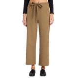 TUDORS Relax Fit Rahat Kesim Lastikli Kuşak Bağlamalı Geniş Paça Pantolon, 38, PN250048, Haki, Kadın