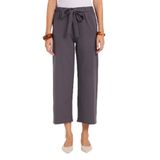 TUDORS Relax Fit Rahat Kesim Lastikli Kuşak Bağlamalı Geniş Paça Pantolon, 48, PN250048, Antrasit, Kadın