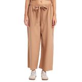 TUDORS Relax Fit Rahat Kesim Lastikli Kuşak Bağlamalı Geniş Paça Pantolon, 48, PN250048, Bej, Kadın